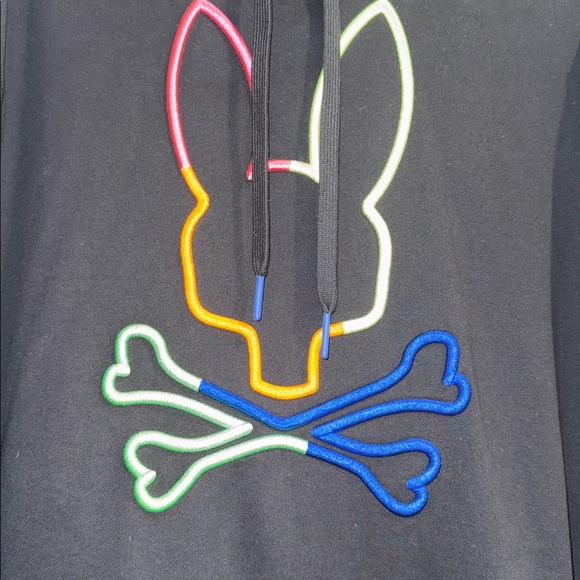 PSYCHO BUNNY - MENS LEO BUNNY HOODIE - BLACK - Picture 5 of 10